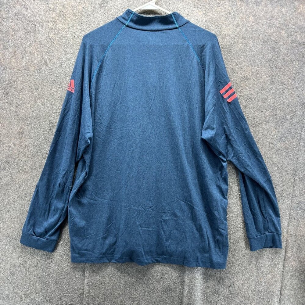 Adidas Shirt Mens XL Blue Climalite Quarter Zip Long Sleeve Athletic Pullover - Picture 2 of 11